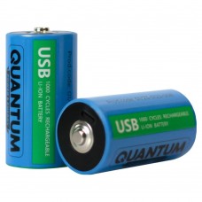 Акумулятори літій-іонні Quantum USB Li-ion D 1.5V, 5200mAh plastic case, 2шт/уп