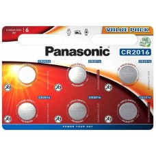 Батарейки PANASONIC CR-2016 Lithium, 3V, 1х6 шт
