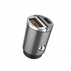 Автомобільний зарядний пристрій Aspor A908 Mini Metal (USB/USB-C/4.8A/30W)- графітовий