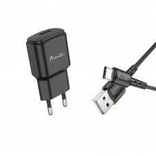 Мережевий зарядний пристрій Avantis A480 Orion (1USB/2.1A) + USB кабель Type-C- чорний
