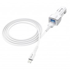 Автомобільний зарядний пристрій Avantis A910 Grand style (2USB/2.4A) + USB кабель Lightning- білий