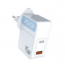 Мережевий зарядний пристрій Aspor A839 45W PD QC (UCB C+A)- білий