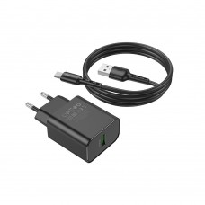 Мережевий зарядний пристрій Avantis A435 QC3.0 (1USB/18W/3A) + USB кабель Micro- чорний